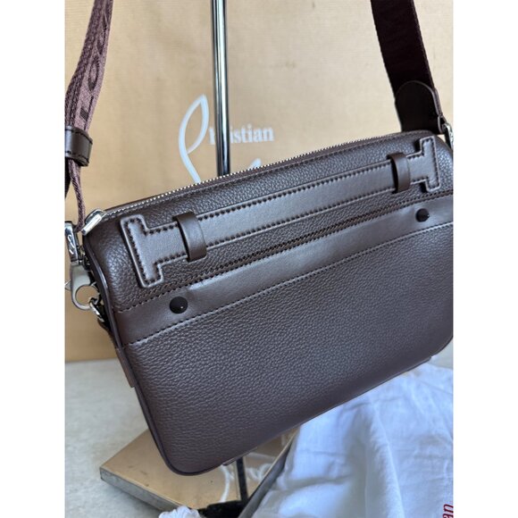 Christian Louboutin 3225098 Ruisbuddy Zipped Leather Crossbody Bag Cosme Brown - Picture 15 of 15